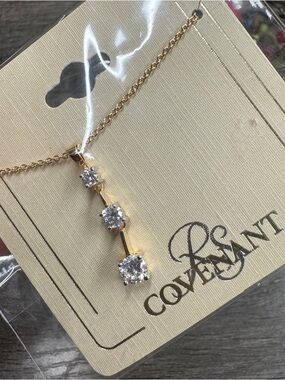 Covent CZ Drop Pendant Necklace Gold Tone NWT
